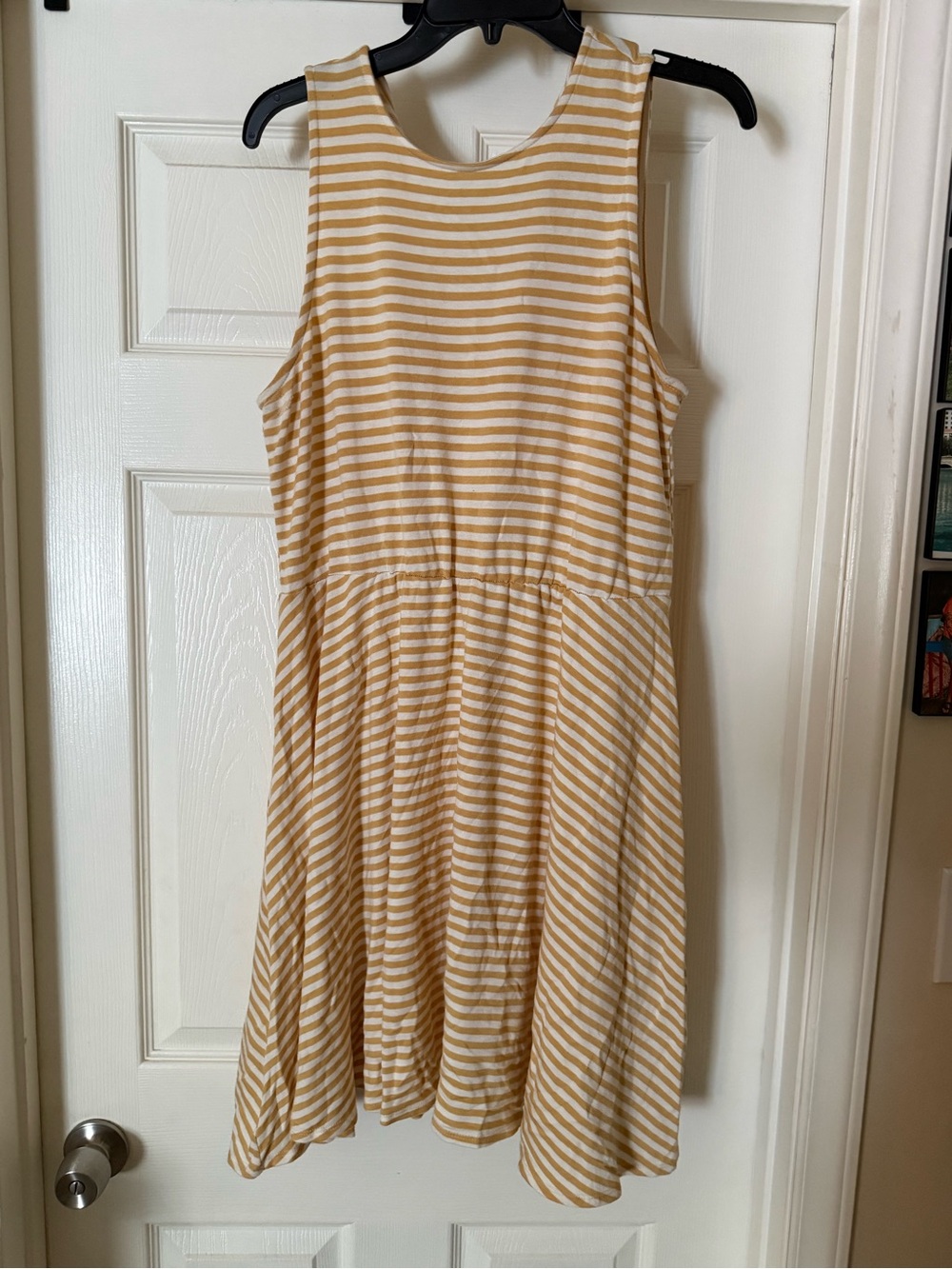 Striped Sleeveless Midi Dress in Mustard and White